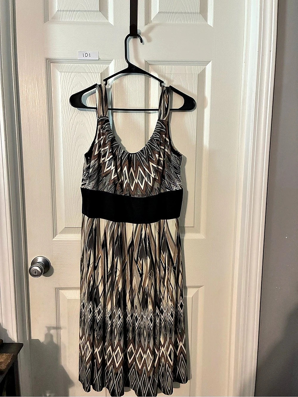 R&M Richards Geometric Maxi Dress Size 16 Like New